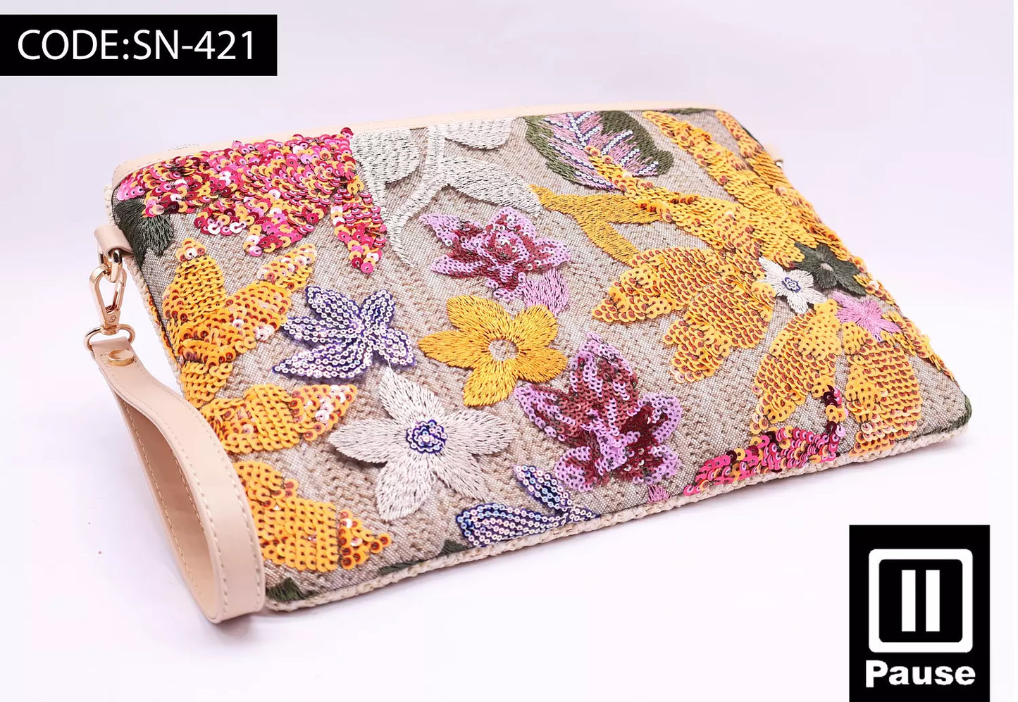 SN-421 FLORAL CLUTCH