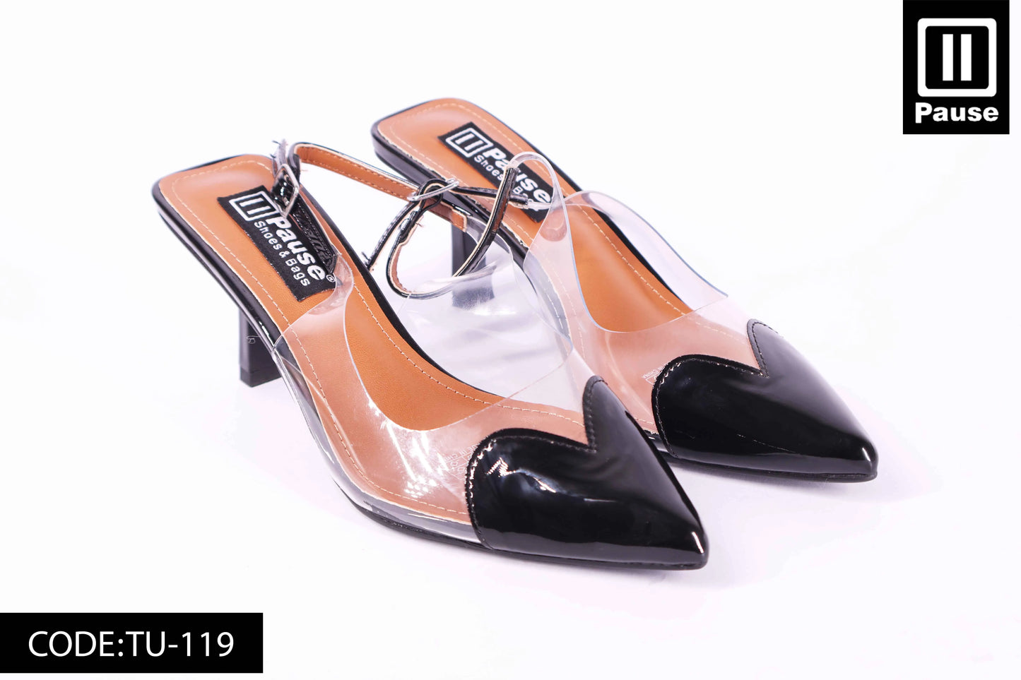 TU-119 HEART TRANSPARENT HEELS